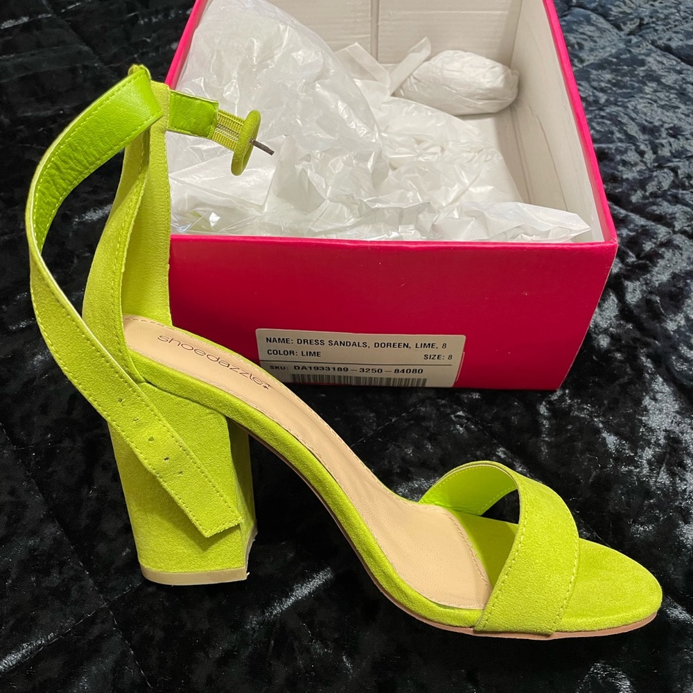 Lime Green Block Heels - NEW IN BOX.
